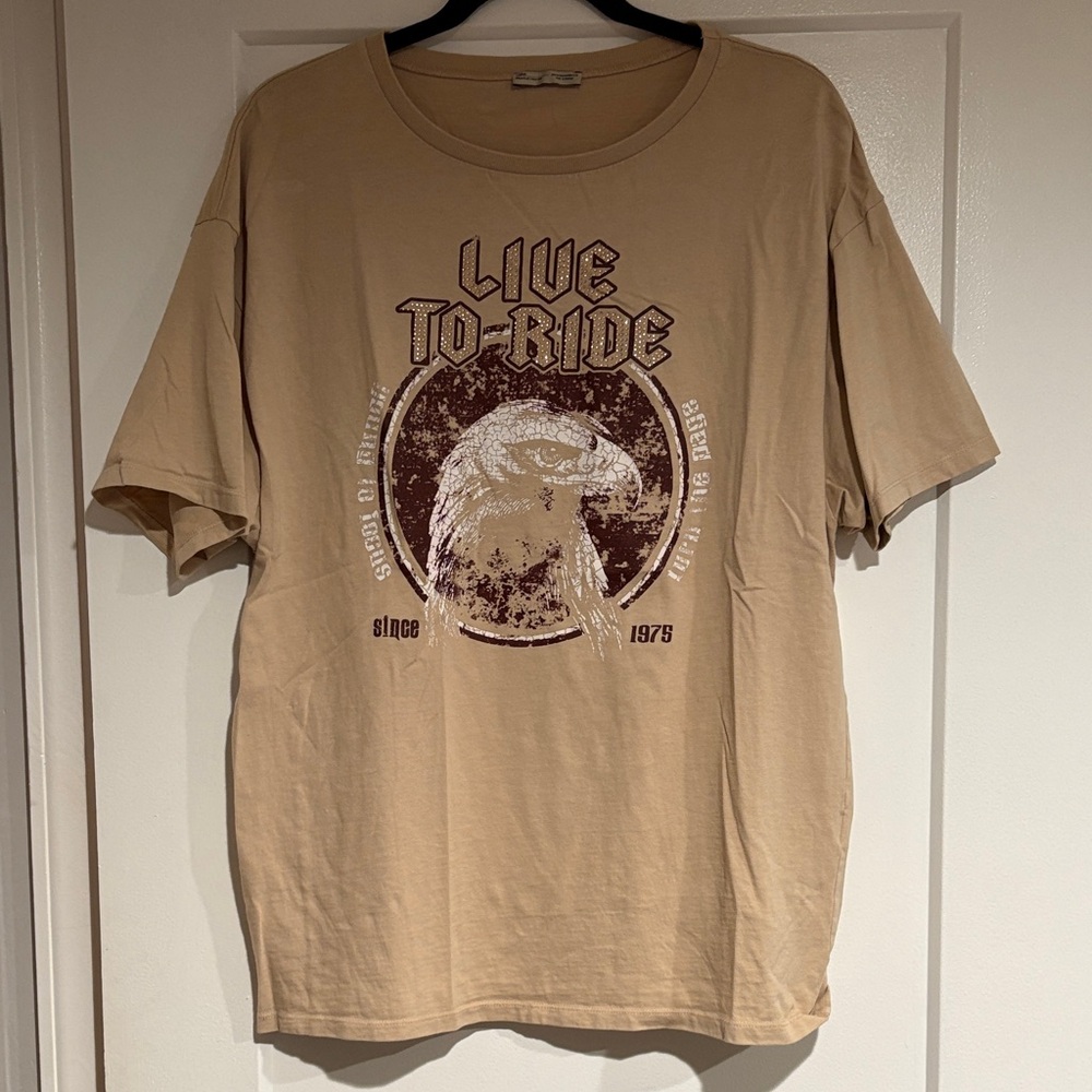Tan Graphic Oversized T-Shirt